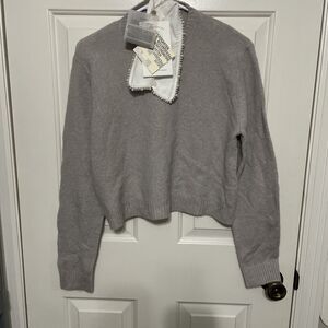 Baum Und Pferdgarten Cabreena Cropped Sweater Collar Gray Sz Medium Retail $249